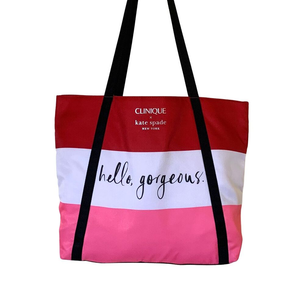 Clinique x Kate Spade "Hello Gorgeous" Shopping Shoulder Travel Tote Large Bag